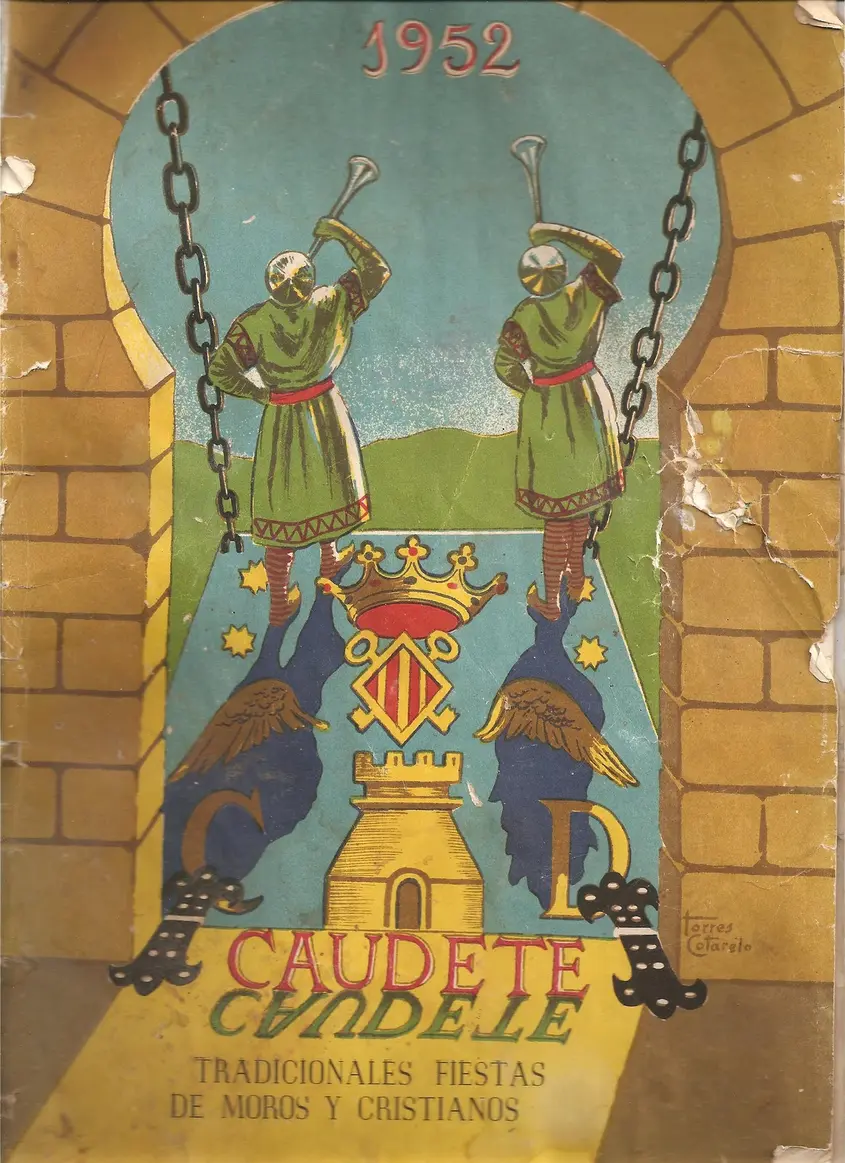 Portada ilustrada del Libro de Fiestas de 1952 de Caudete, de Torres Cotarsio